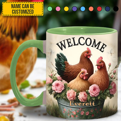 Chicken Welcome - Personalized Chicken Accent Mug