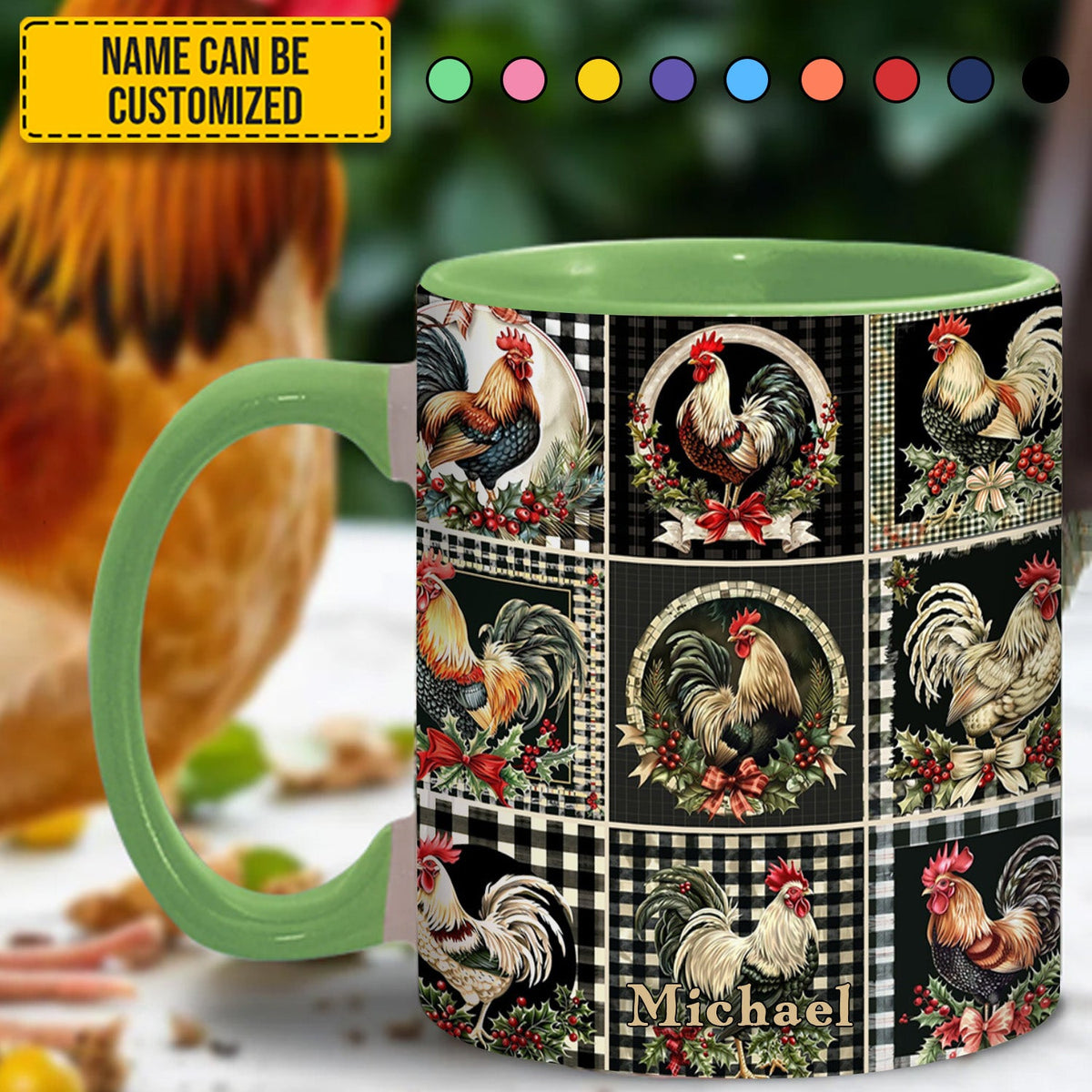 Chicken Collection Accent Mug - Personalized Chicken Accent Mug