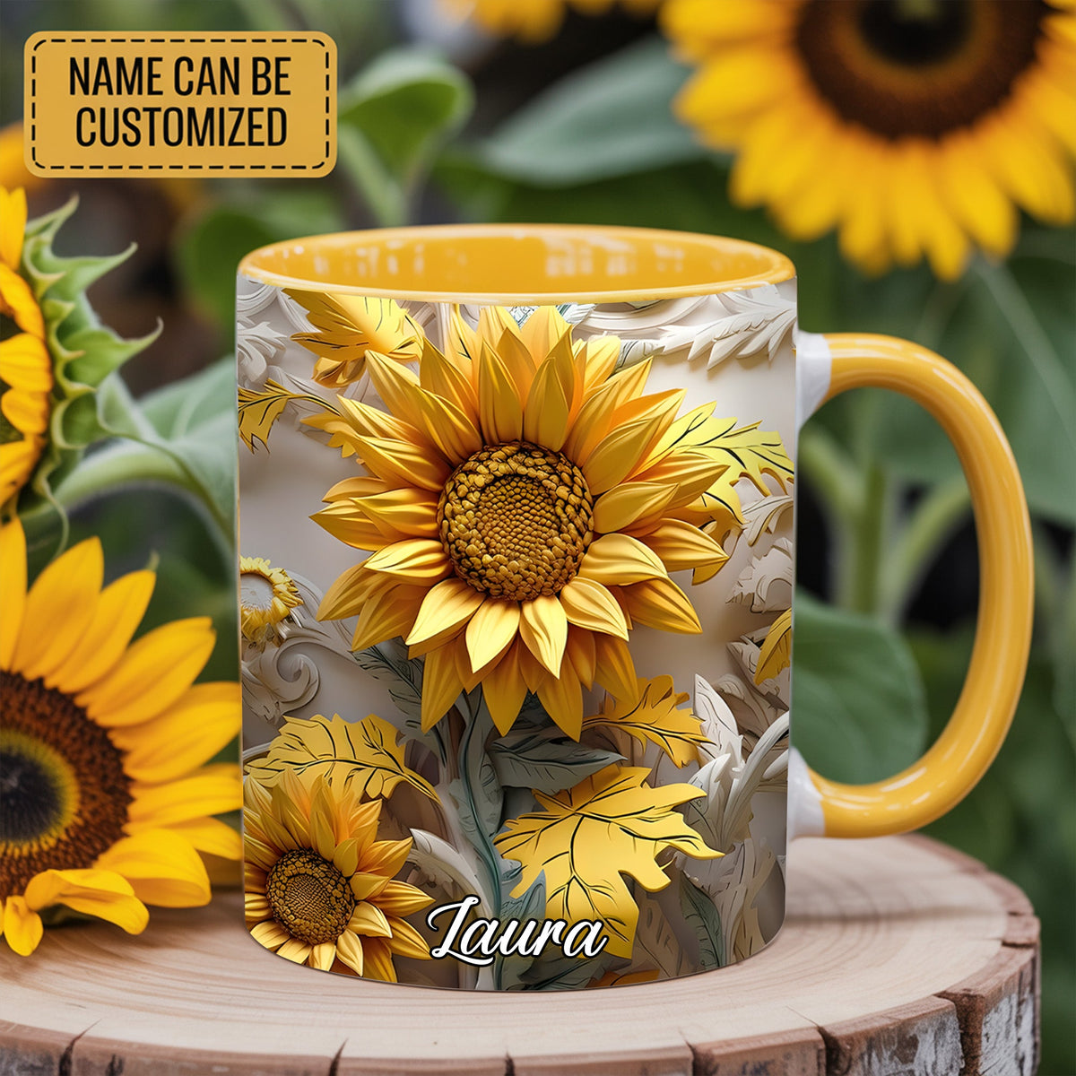 Beautiful Sunflower - Personalized Sunflower Accent Mug