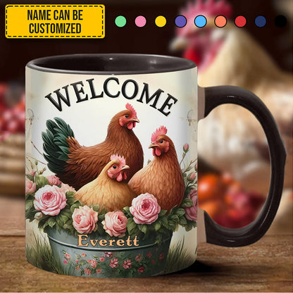 Chicken Welcome - Personalized Chicken Accent Mug
