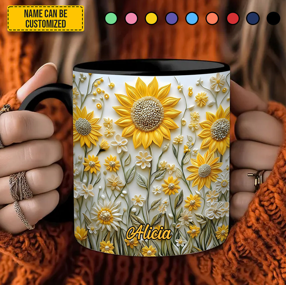 Personalized Sunflowers Accent Mug