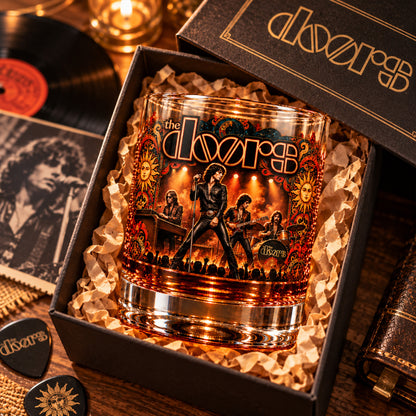 The Doors Rock Band Whiskey Glass, Classic Rock Music Lowball Glass