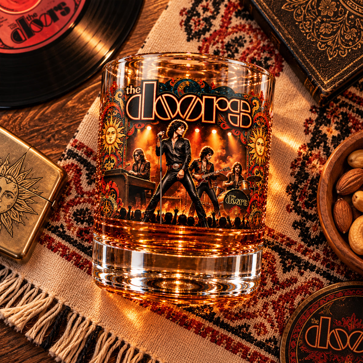 The Doors Rock Band Whiskey Glass, Classic Rock Music Lowball Glass