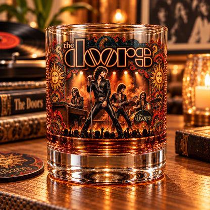 The Doors Rock Band Whiskey Glass, Classic Rock Music Lowball Glass
