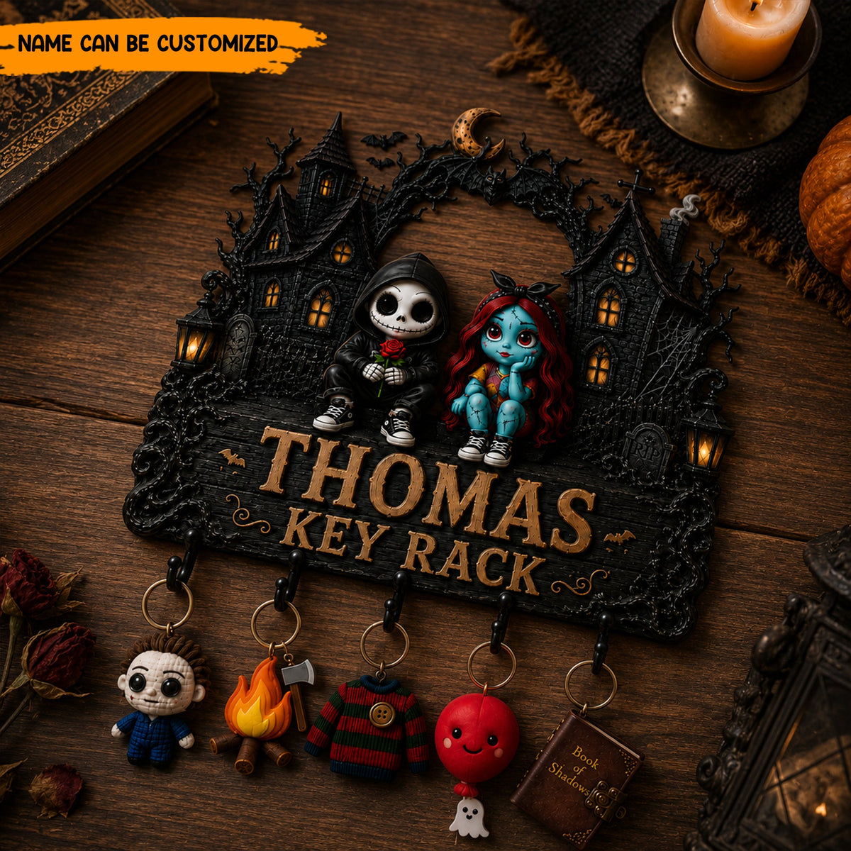 Personalized Halloween Couple Key Rack