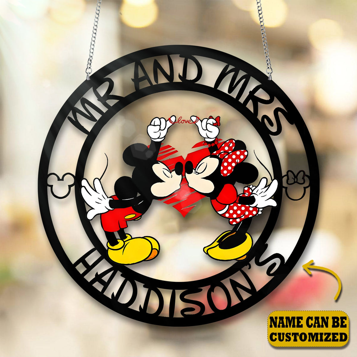 Love, Cute Mouse Couple Acrylic Window, Couple Window Hanging