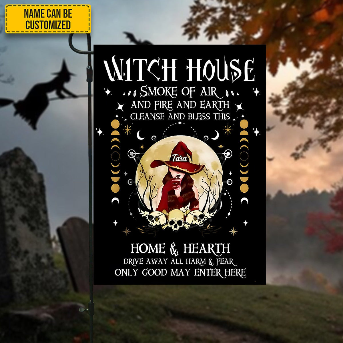 Witch House - Personalized Halloween Garden Flag, House Flag