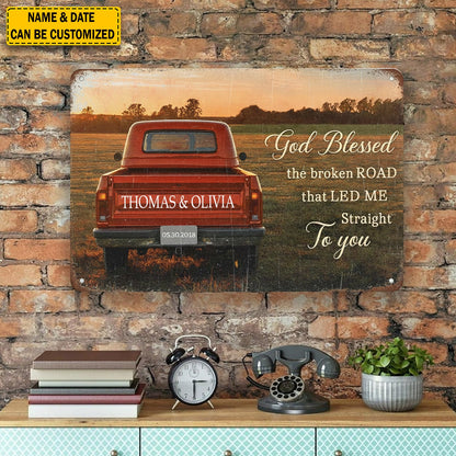 Personalized Vintage Truck Metal Sign – Custom Couple Name Wall Decor