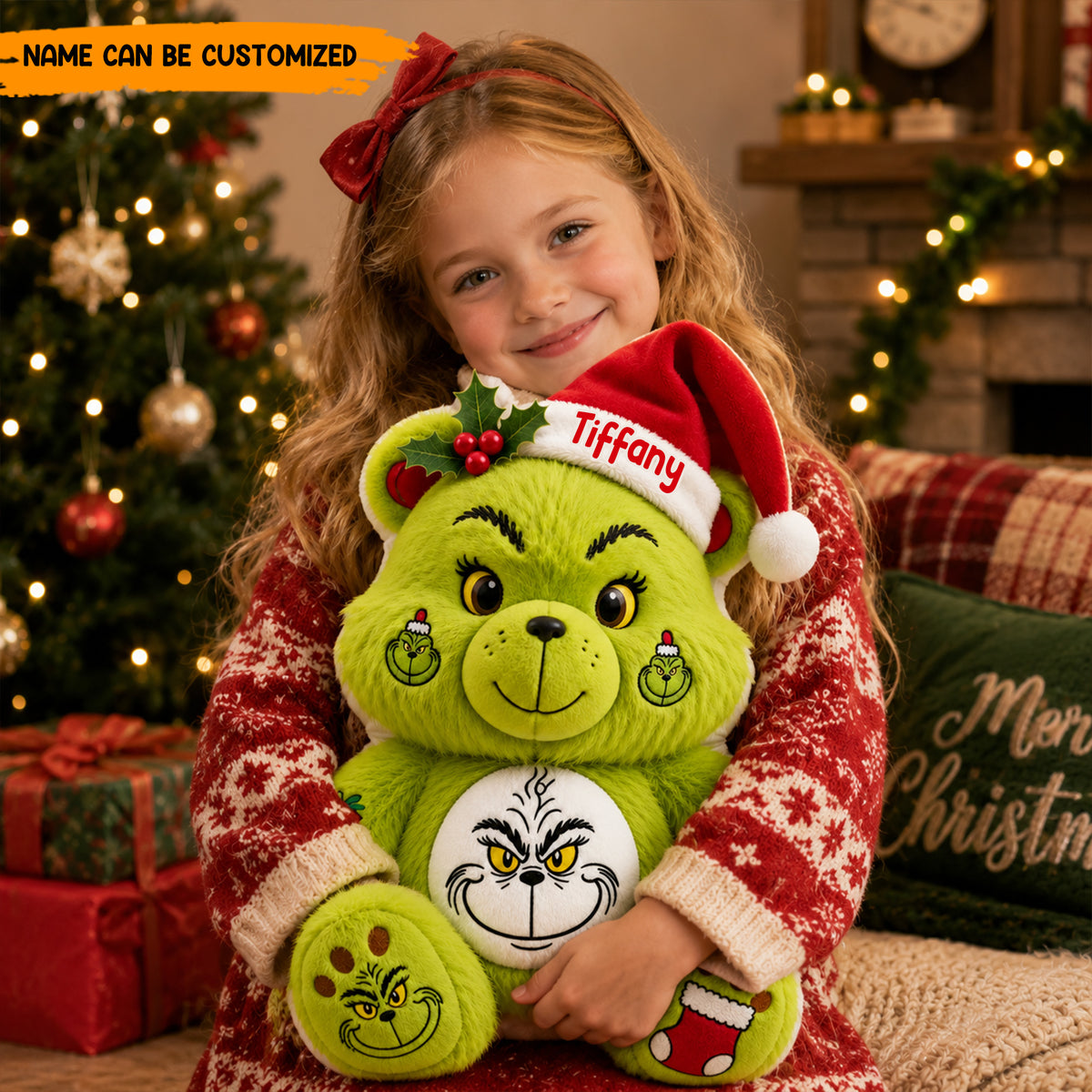 Personalized Christmas Green Shaped Pillow
