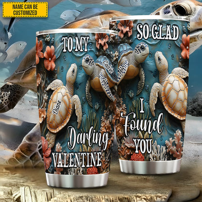 So Glad I Found You - Personalized Turtle Couple Tumbler