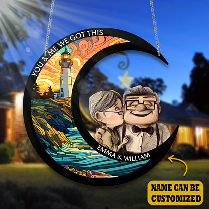 You and Me We Got This, Old Couple Acrylic Window, Couple Window Hanging