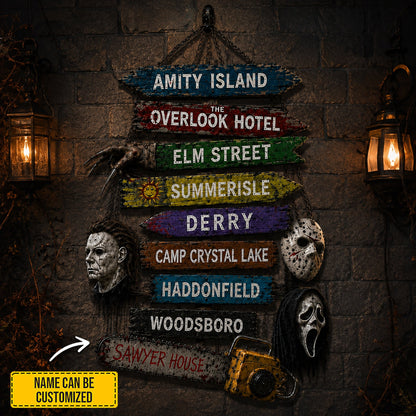 Personalized Halloween Horror Wooden Sign Version 2