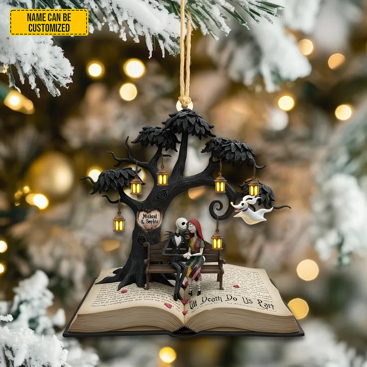 Skull In Love - Personalized Couple Acrylic Ornament