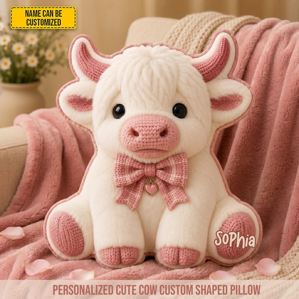 Personalized Adorable Cow Shaped Pillow