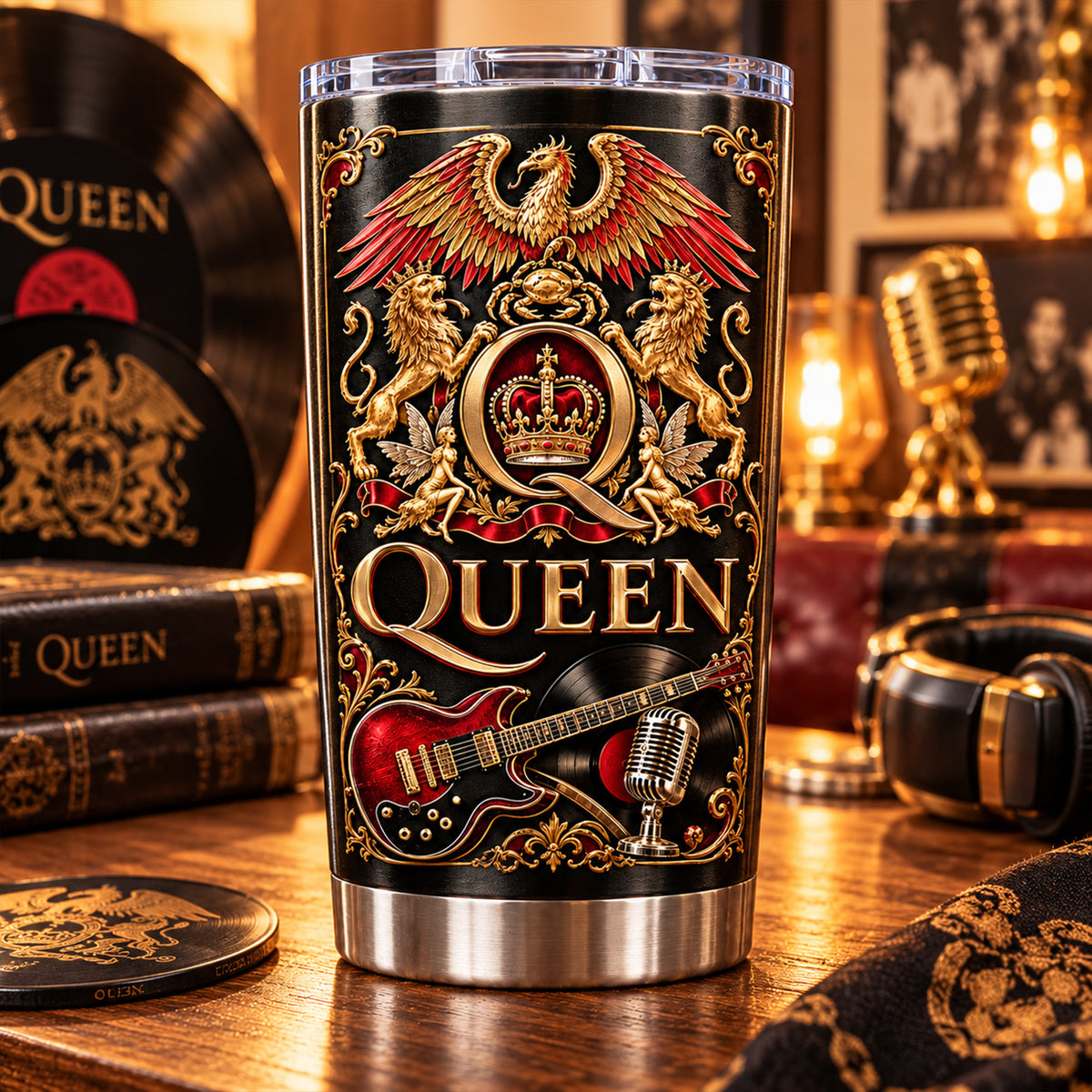Queen Rock Band Stainless Steel Tumbler, Classic Rock Music Travel Mug