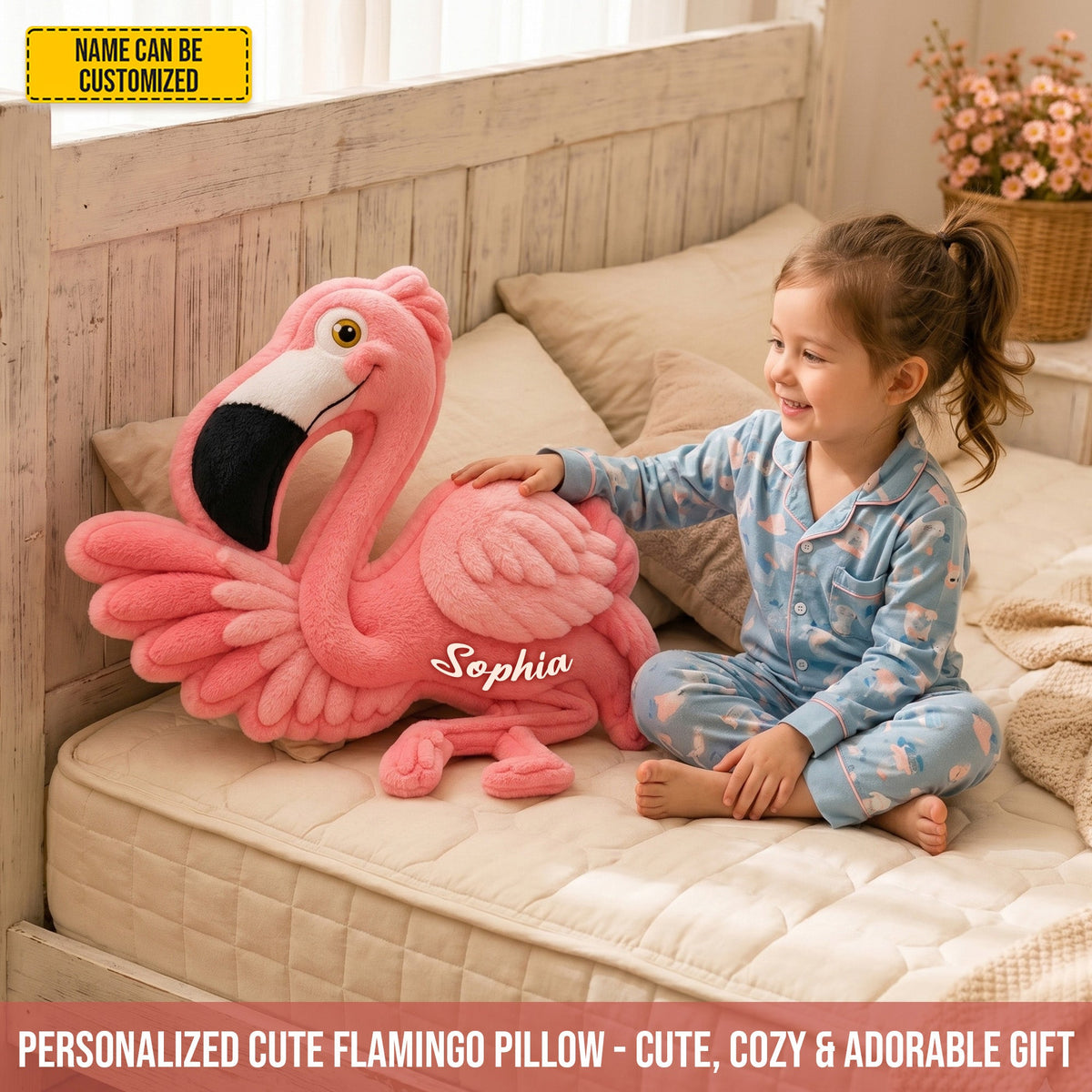 Personalized Cute Flamingo Custom Shaped Pillow