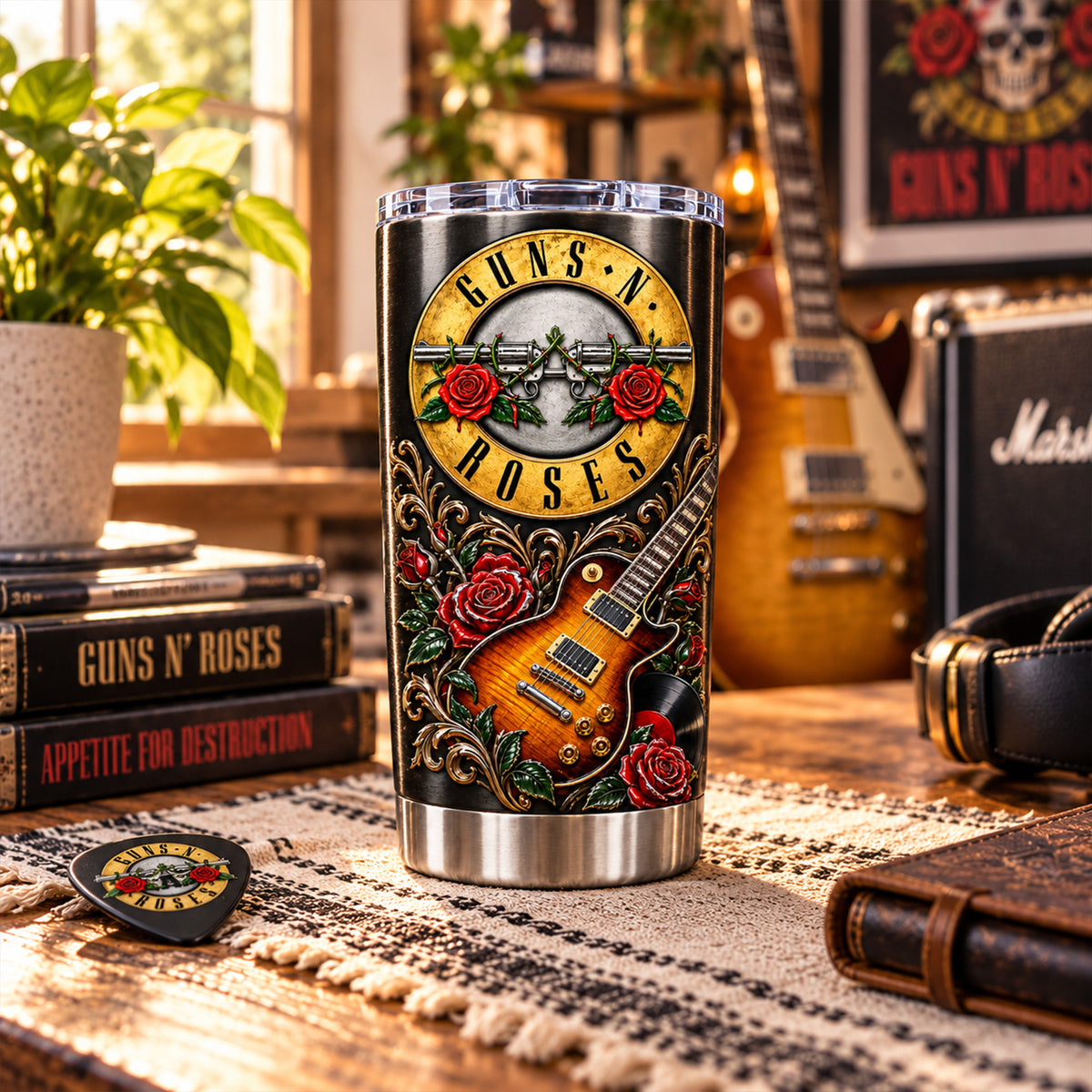 Guns N' Roses Rock Band Stainless Steel Tumbler, Classic Rock Music Travel Mug