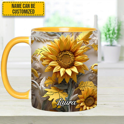 Beautiful Sunflower - Personalized Sunflower Accent Mug
