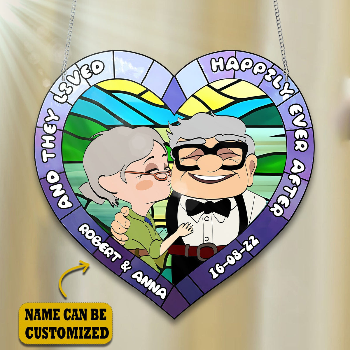 Old Couple Acrylic Window, Couple Acrylic Window Hanging