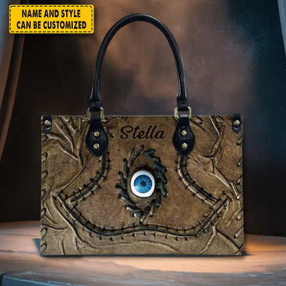 Halloween Book Of Spells Leather Handbag