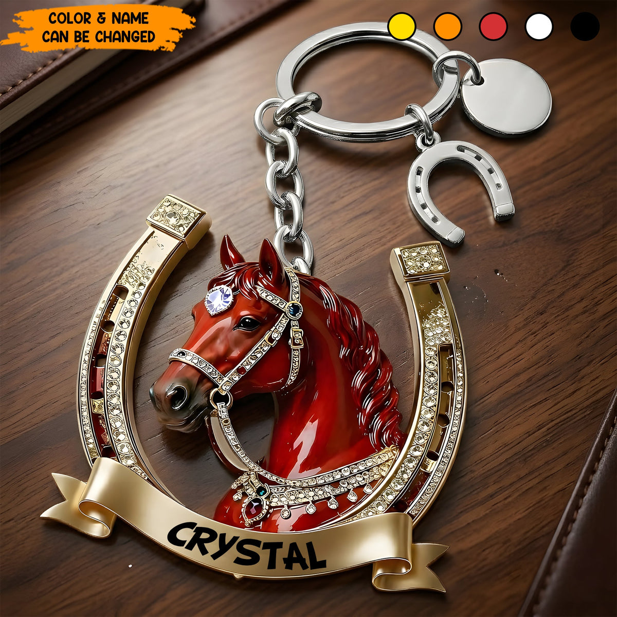 Personalized Sparkle Horse Keychain