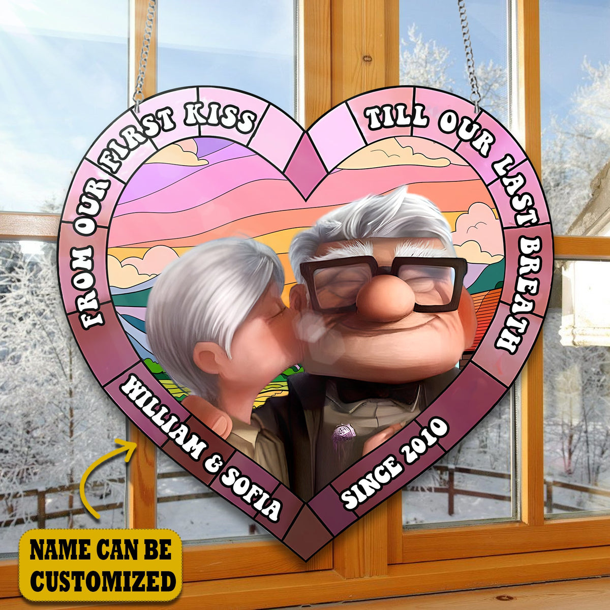 Old Couple Acrylic Window, Couple Acrylic Window Hanging