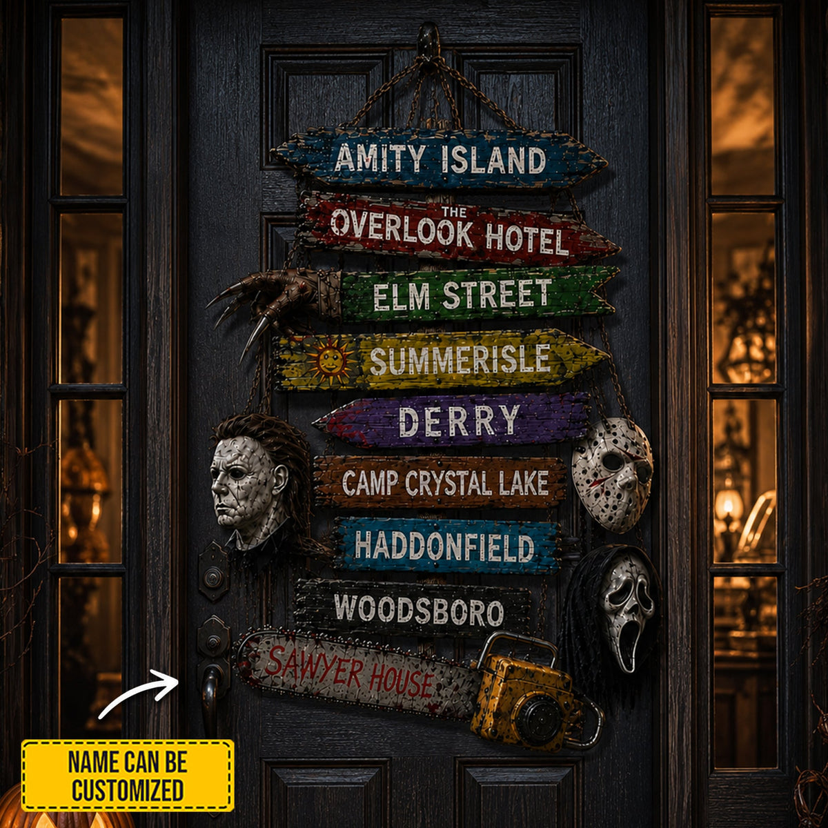 Personalized Halloween Horror Wooden Sign Version 2