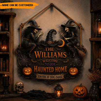 Personalized Witch Halloween Wooden Sign