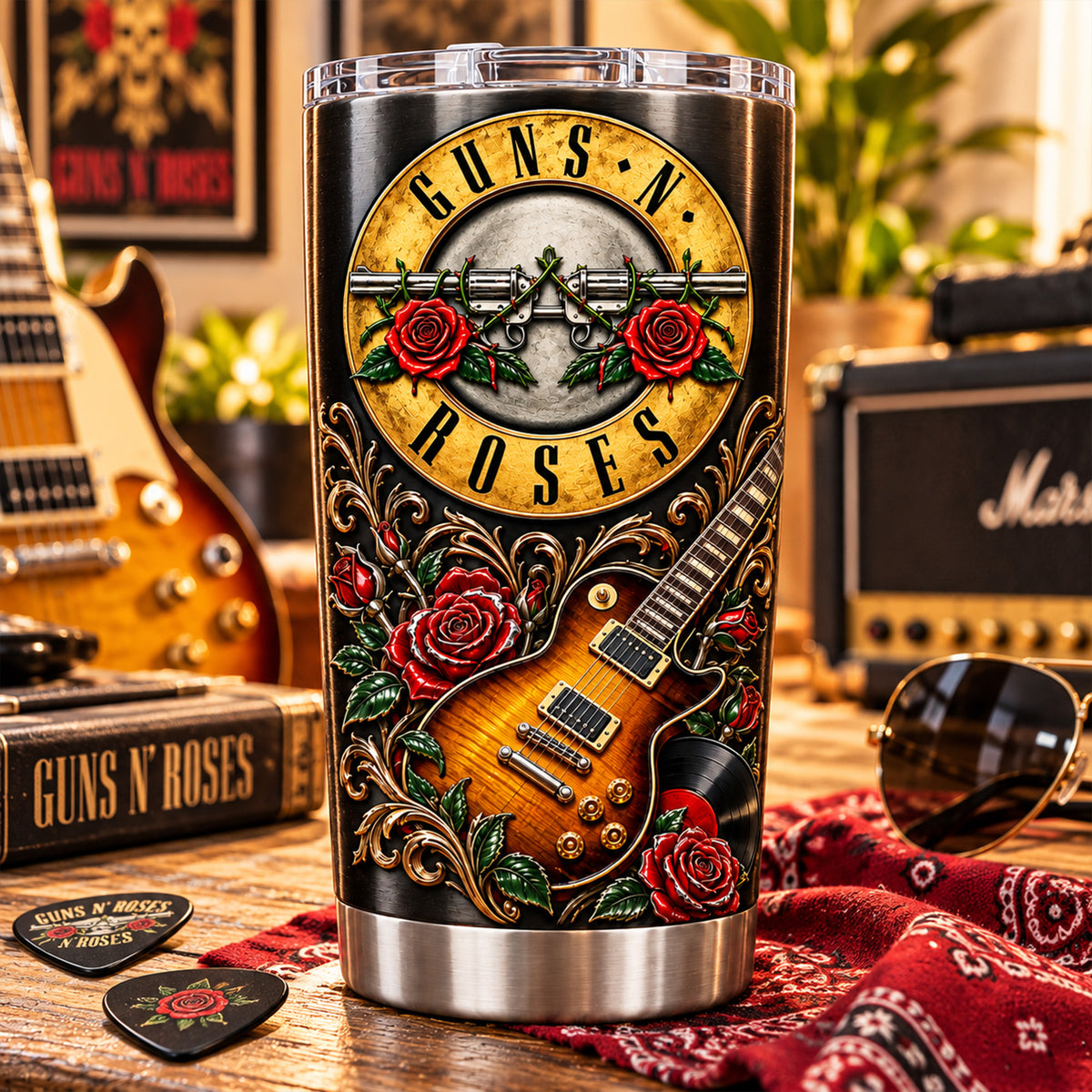 Guns N' Roses Rock Band Stainless Steel Tumbler, Classic Rock Music Travel Mug
