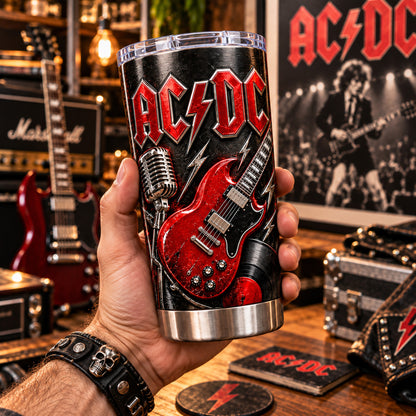 AC/DC Rock Band Stainless Steel Tumbler, Classic Rock Music Travel Mug