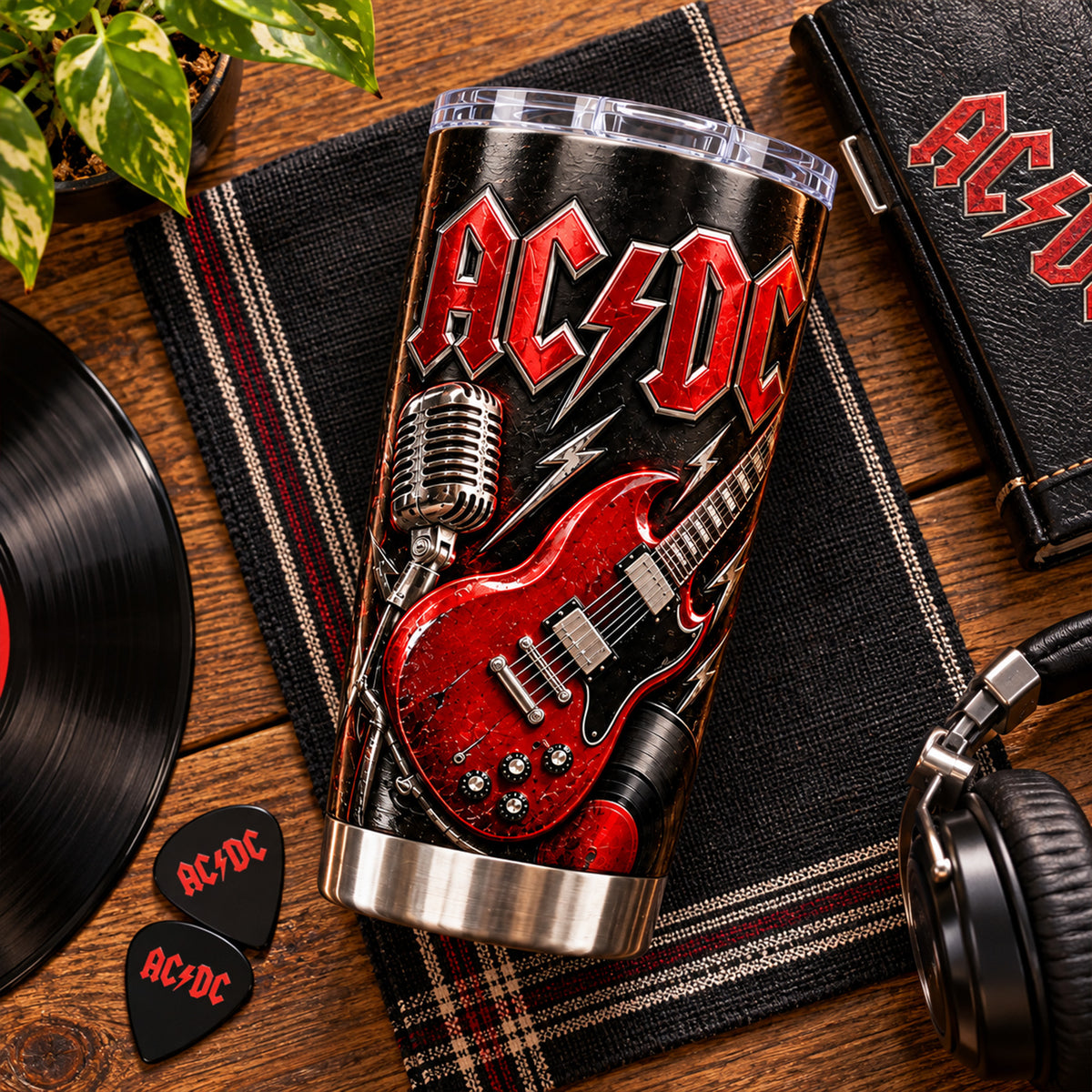 AC/DC Rock Band Stainless Steel Tumbler, Classic Rock Music Travel Mug