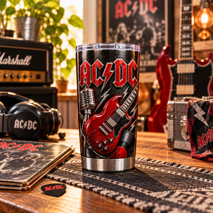 AC/DC Rock Band Stainless Steel Tumbler, Classic Rock Music Travel Mug