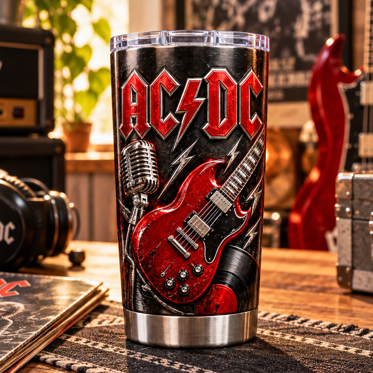 AC/DC Rock Band Stainless Steel Tumbler, Classic Rock Music Travel Mug