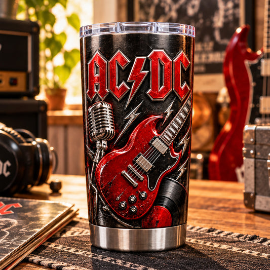 AC/DC Rock Band Stainless Steel Tumbler, Classic Rock Music Travel Mug