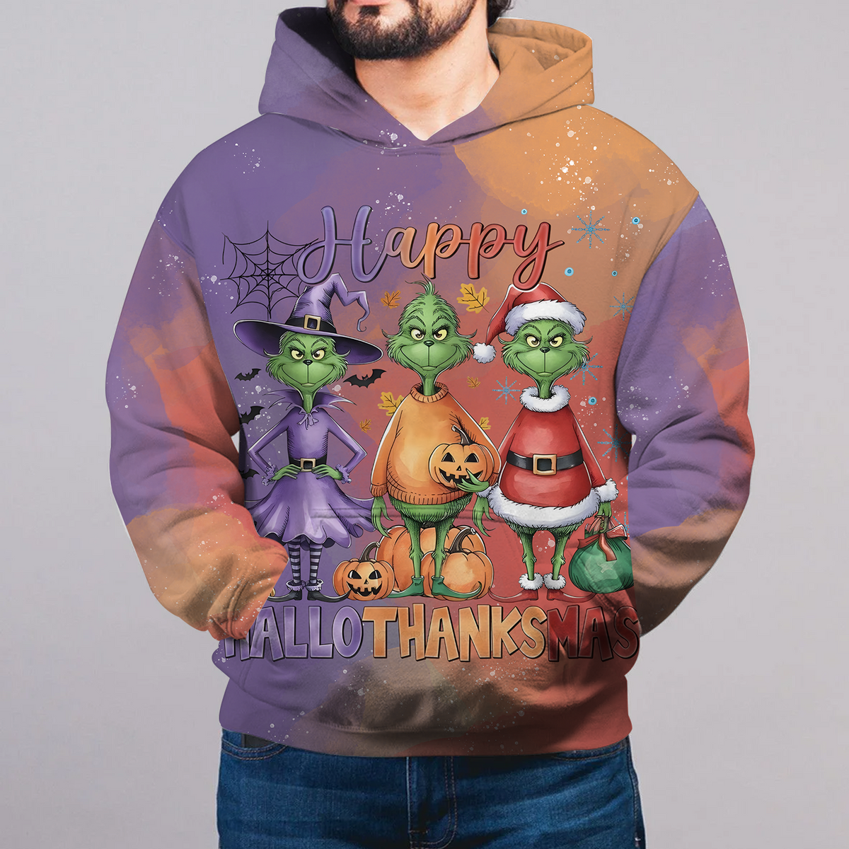 Happy HalloThanksMas All Over Print Shirt