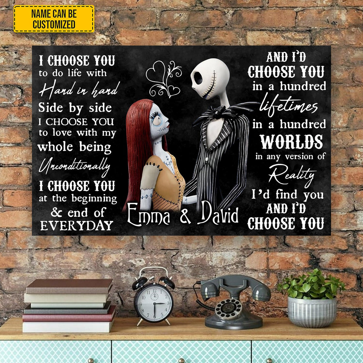 “I Choose You” - Personalized Gothic Couple Canvas & Poster