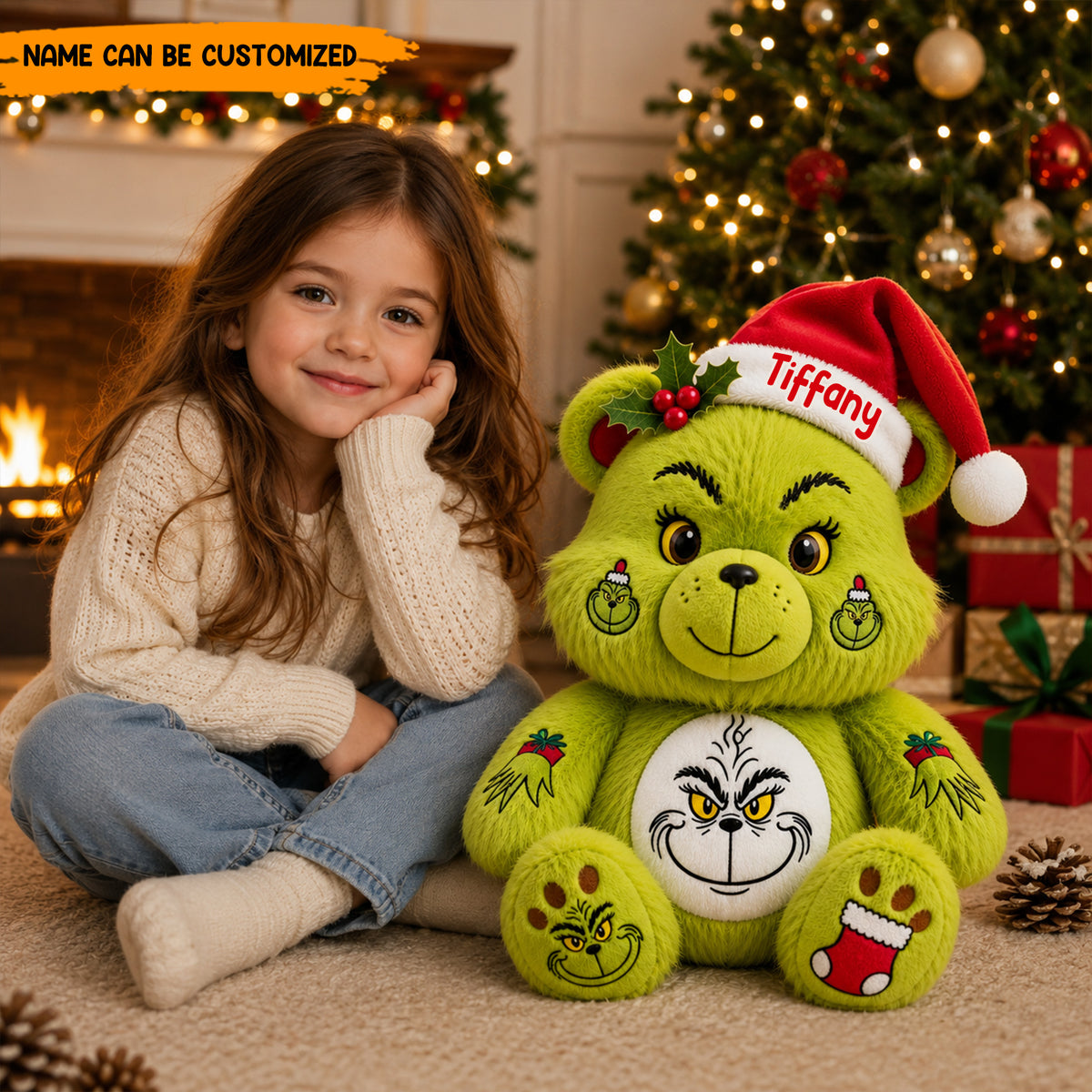 Personalized Christmas Green Shaped Pillow