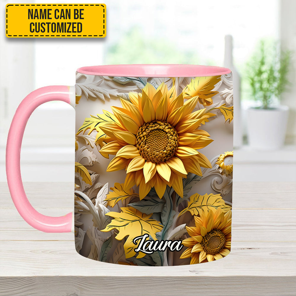 Beautiful Sunflower - Personalized Sunflower Accent Mug