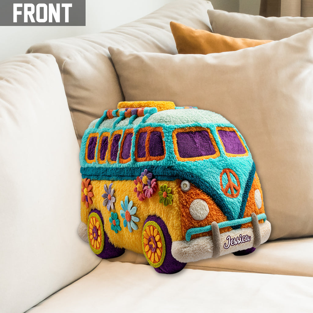 Personalized Hippie Van Shaped Pillow