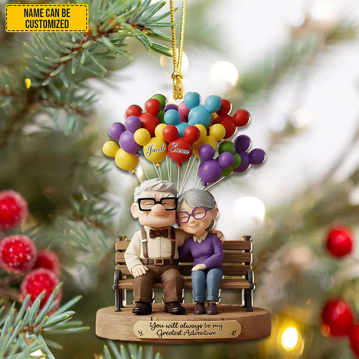 Personalized Old Couple Balloon Ornament