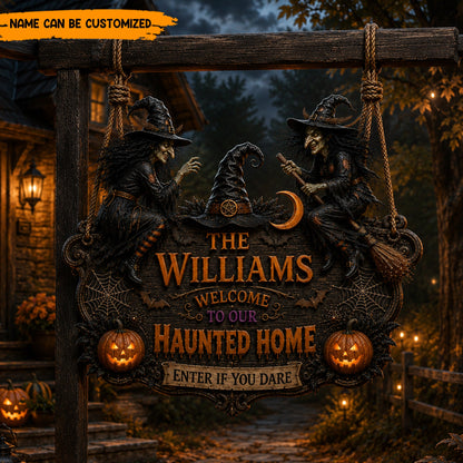Personalized Witch Halloween Wooden Sign