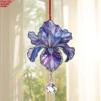 Purple Iris Flower Window Hanging