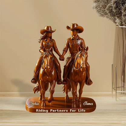 Riding Partners For Life - Personalized Couple Custom Shaped Acrylic Plaque