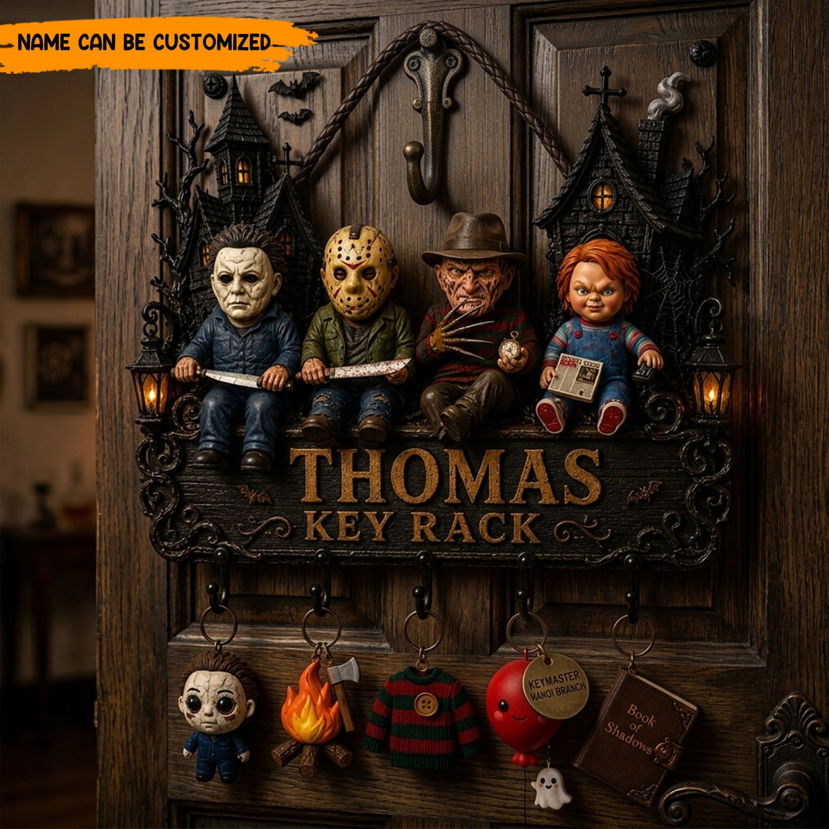 Personalized Horror Halloween Key Rack
