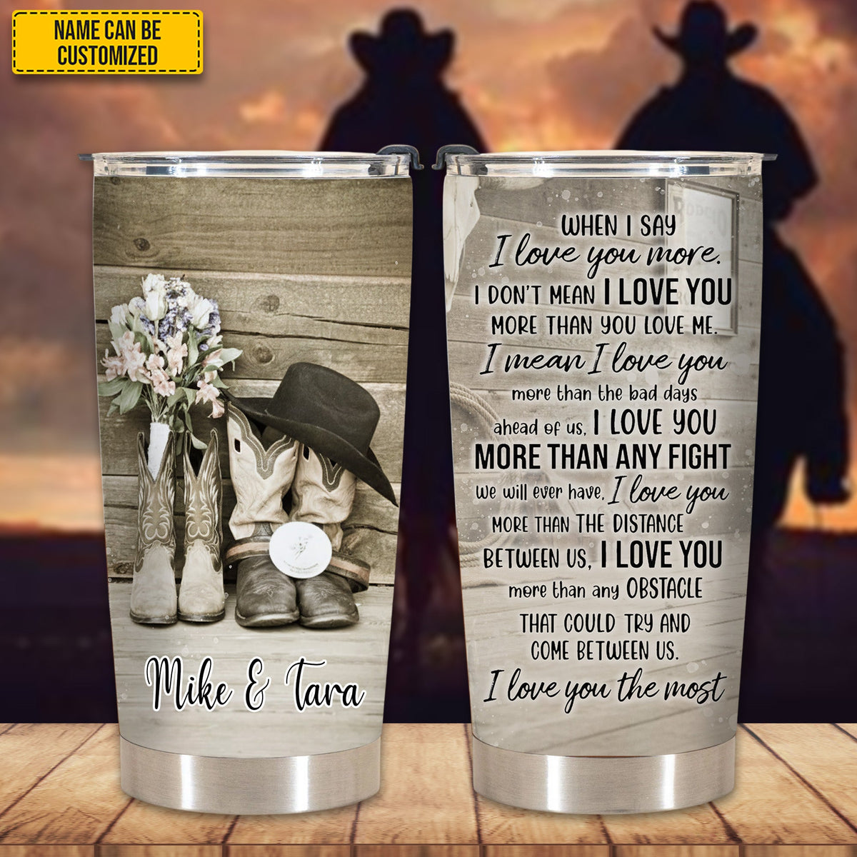 Personalized Country Boots Couple Tumbler