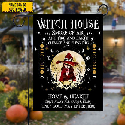Witch House - Personalized Halloween Garden Flag, House Flag
