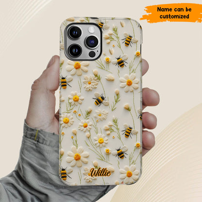 Bee & Daisy Floral - Personalized Phone Case