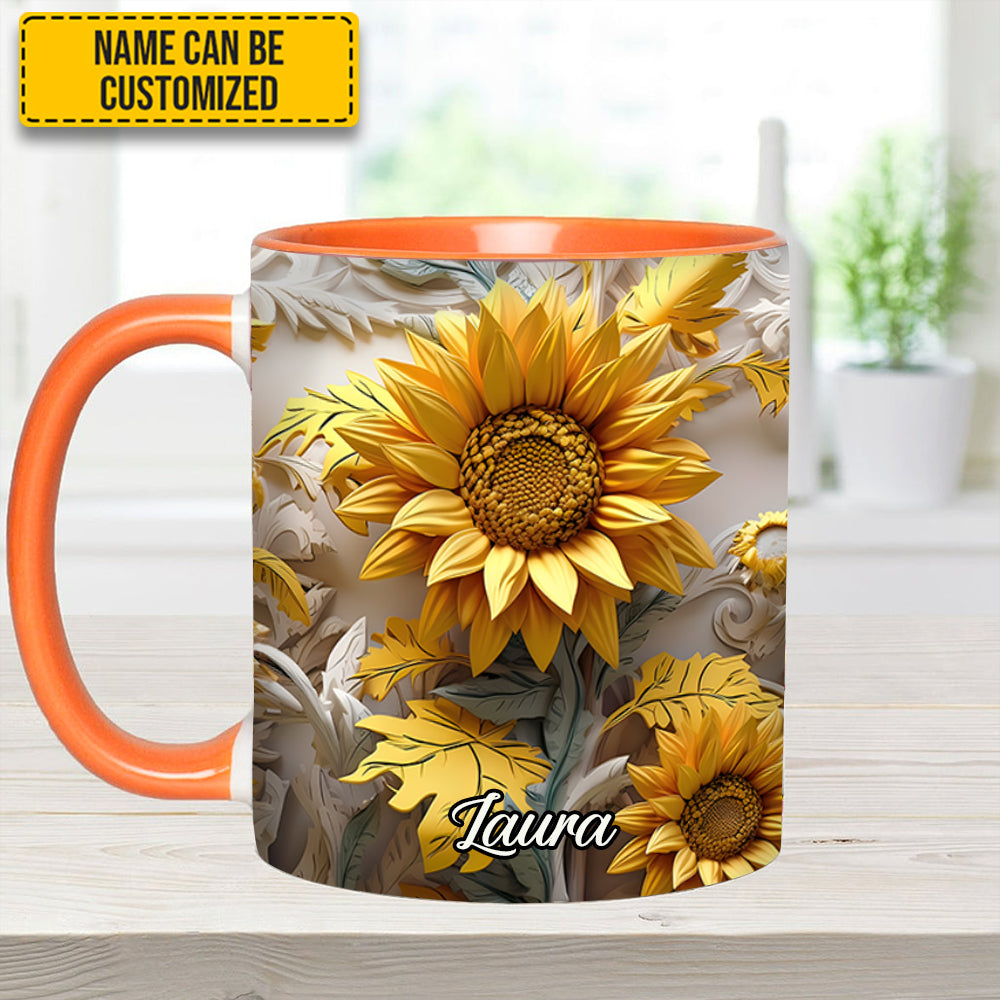 Beautiful Sunflower - Personalized Sunflower Accent Mug