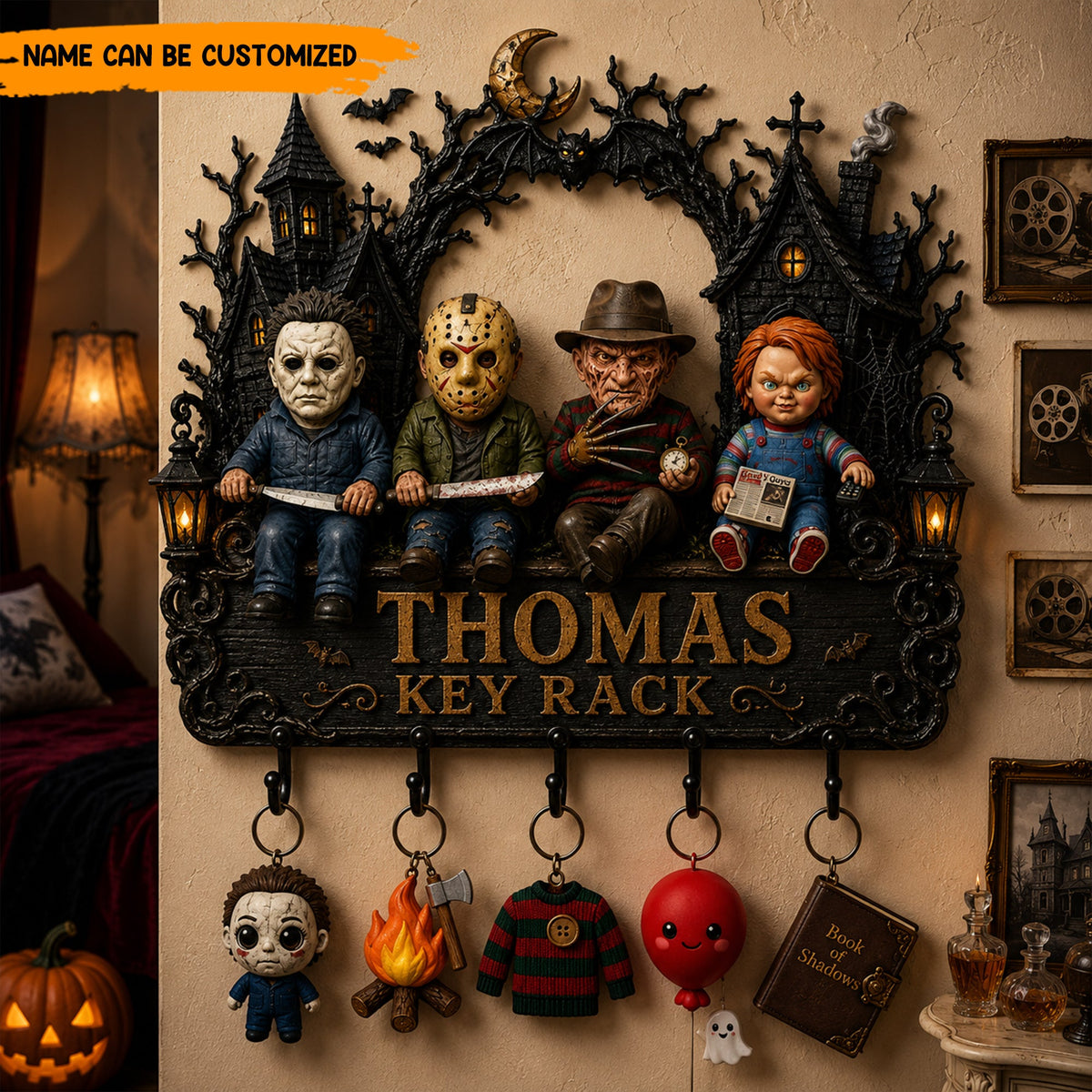 Personalized Horror Halloween Key Rack