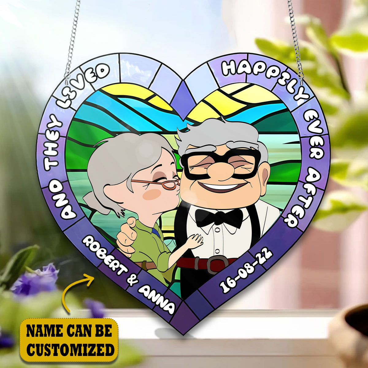 Old Couple Acrylic Window, Couple Acrylic Window Hanging